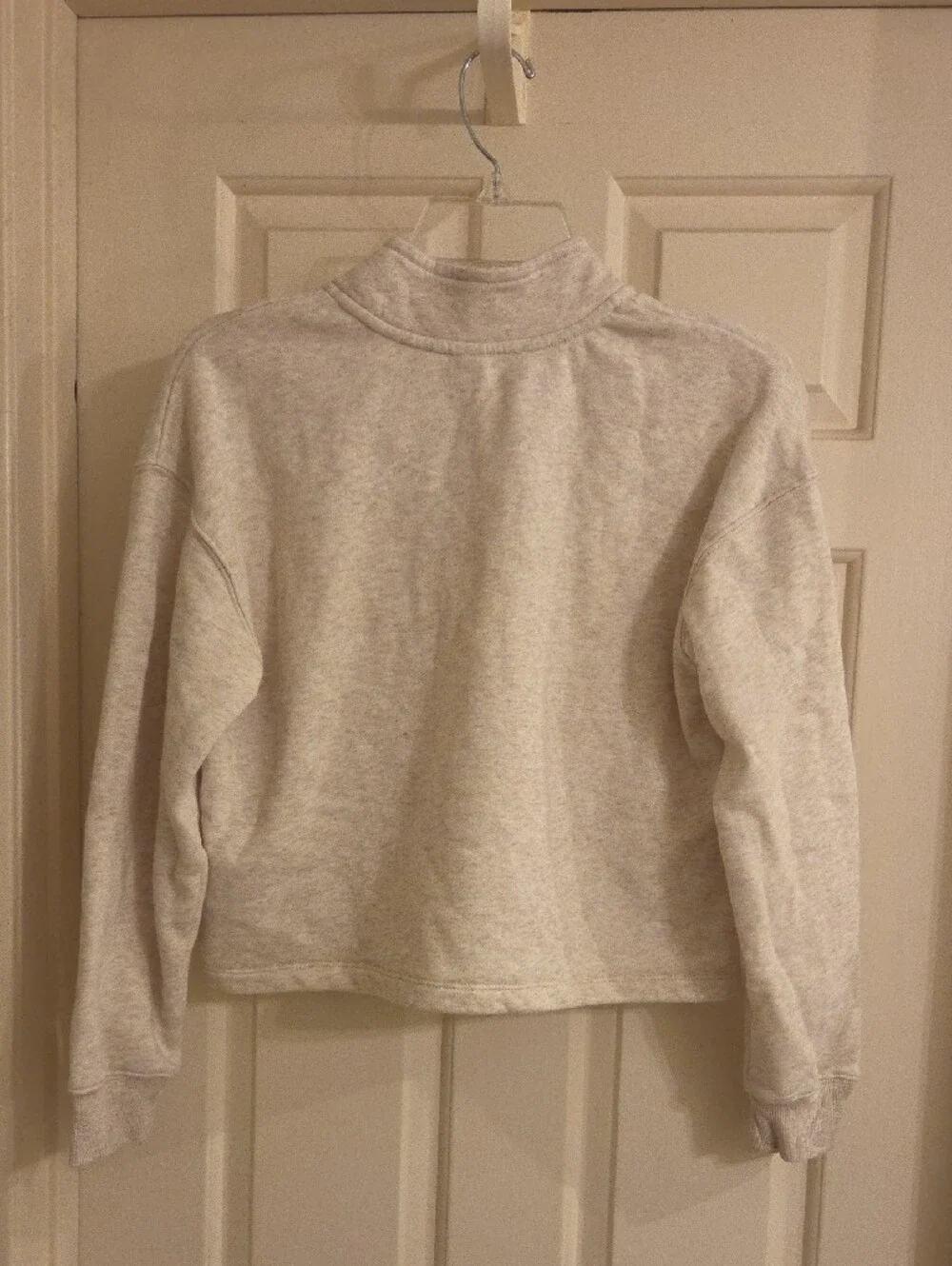 Girls Old Navy Cream Quarter-Zip Cowl Pullover Crop Fleece